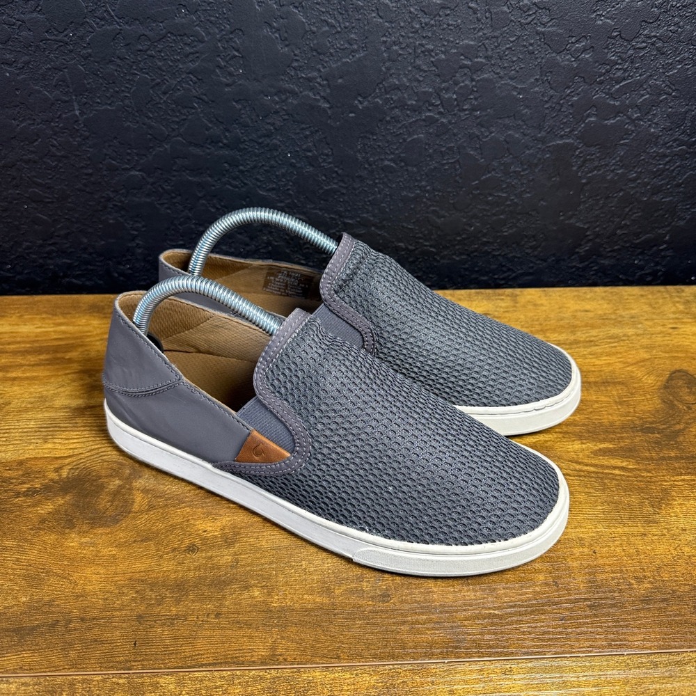 OluKai Pehuea 20271-PVPV Grey Textile Slip On Sneakers Womens 9.5